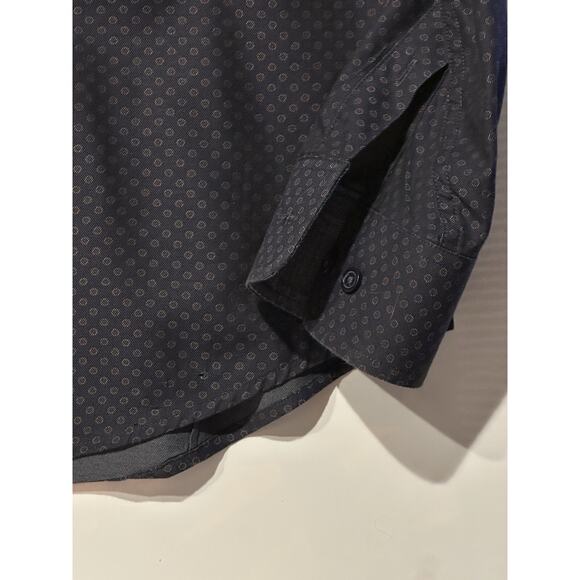 Banana Republic Dress Shirt Men L Cotton Button Down Long Sleeve Navy Geometric - Picture 2 of 7